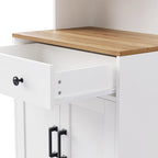 Blanc+Naturel / Noir, Meuble TV 3 pièces avec portes vitrées et étagères réglables, Assemblage par 2 personnes