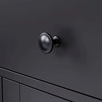 Blanc+Naturel / Noir, Meuble TV 3 pièces avec portes vitrées et étagères réglables, Assemblage par 2 personnes
