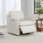 Fauteuil inclinable pivotant motorisé crème/gris clair/neige, une place