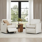 Fauteuil inclinable pivotant motorisé crème/gris clair/neige, une place