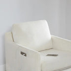 Fauteuil inclinable pivotant motorisé crème/gris clair/neige, une place