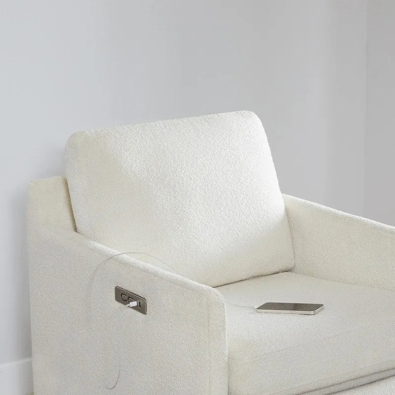 Fauteuil inclinable pivotant motorisé crème/gris clair/neige, une place