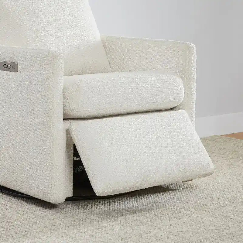 Fauteuil inclinable pivotant motorisé crème/gris clair/neige, une place