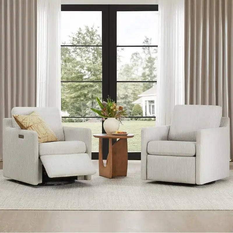 Fauteuil inclinable pivotant motorisé crème/gris clair/neige, une place