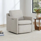 Fauteuil inclinable pivotant motorisé crème/gris clair/neige, une place