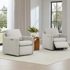 Fauteuil inclinable pivotant motorisé crème/gris clair/neige, une place