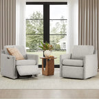 Fauteuil inclinable pivotant motorisé crème/gris clair/neige, une place