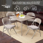 Ensemble table pliante carrée et 4 chaises, couleur beige / chamois, 4 places