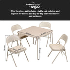 Ensemble table pliante carrée et 4 chaises, couleur beige / chamois, 4 places