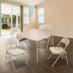 Ensemble table pliante carrée et 4 chaises, couleur beige / chamois, 4 places