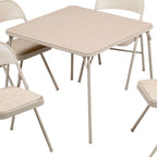 Ensemble table pliante carrée et 4 chaises, couleur beige / chamois, 4 places
