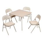 Ensemble table pliante carrée et 4 chaises, couleur beige / chamois, 4 places