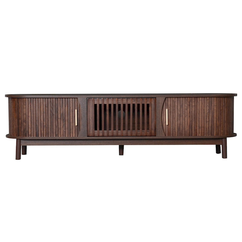 Meuble TV de ferme marron foncé, console en bois pour téléviseurs jusqu'à 75", montage par 1 personne