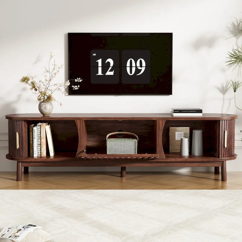 Meuble TV de ferme marron foncé, console en bois pour téléviseurs jusqu'à 75", montage par 1 personne