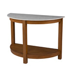 Console 1 niveau avec plateau en imitation marbre blanc/naturel