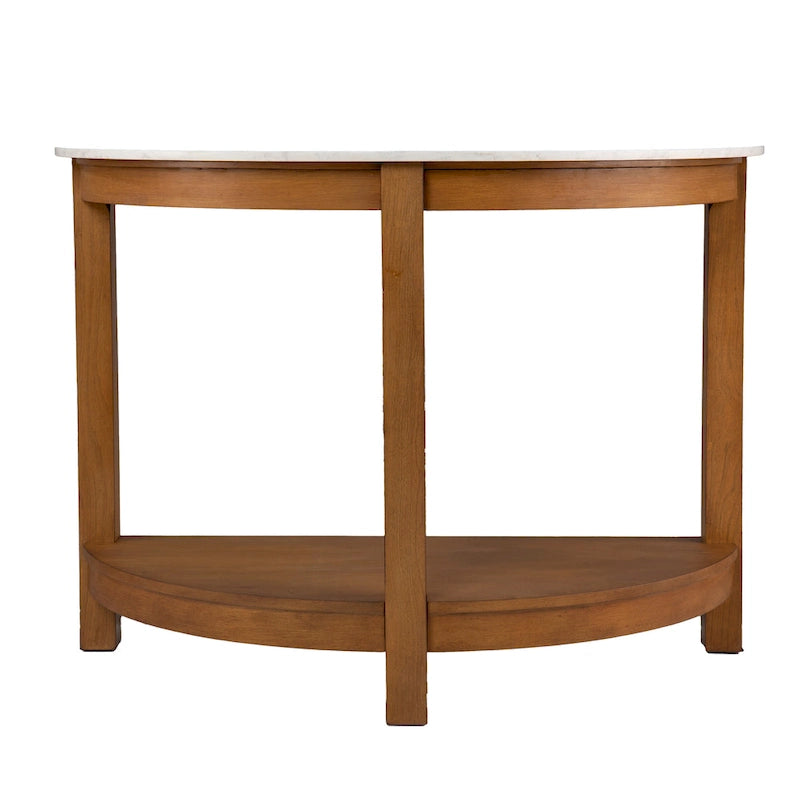 Console 1 niveau avec plateau en imitation marbre blanc/naturel