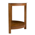 Console 1 niveau avec plateau en imitation marbre blanc/naturel