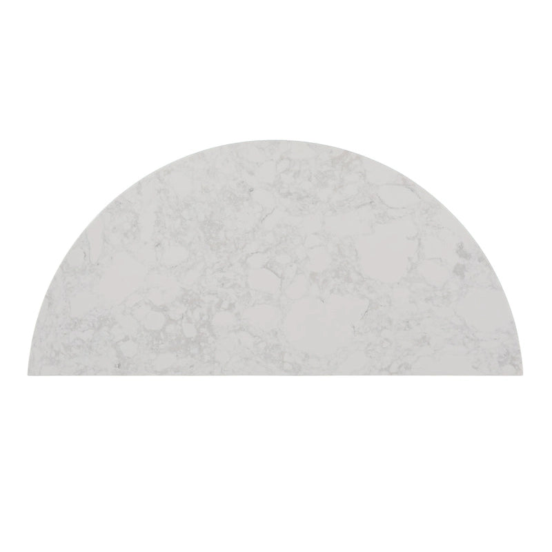 Console 1 niveau avec plateau en imitation marbre blanc/naturel