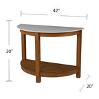 Console 1 niveau avec plateau en imitation marbre blanc/naturel