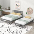 Lit plateforme double gris avec lit gigogne réglable, 1-2 personnes