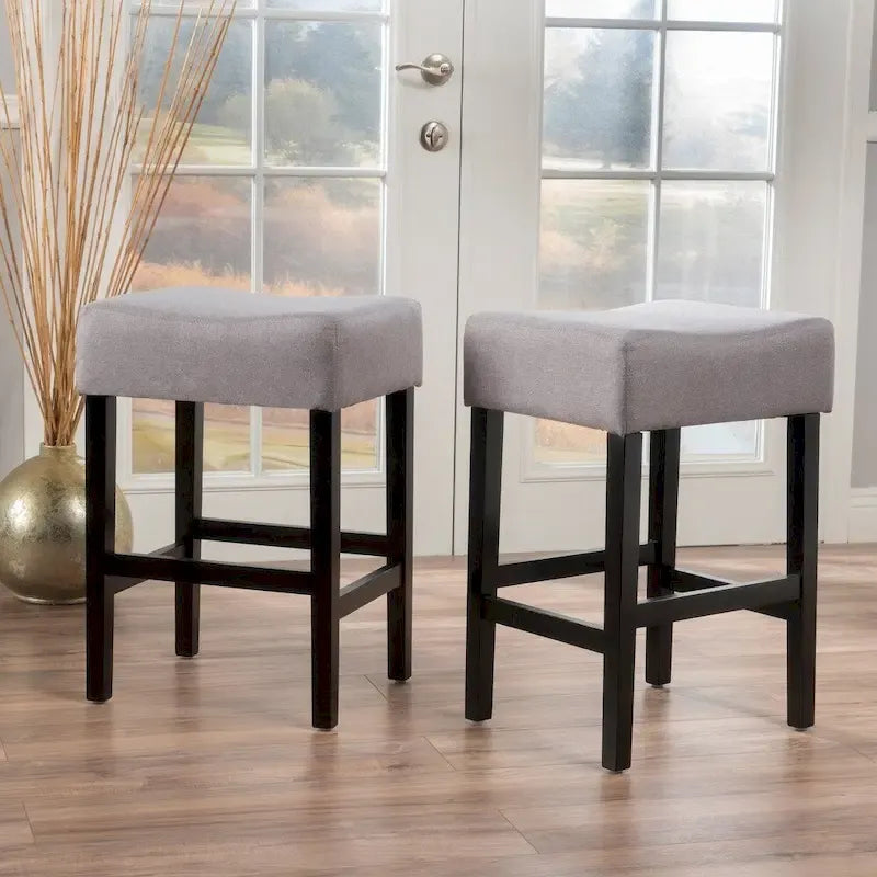 Tabouret de comptoir sans dossier beige/bleu clair/gris, lot de 2
