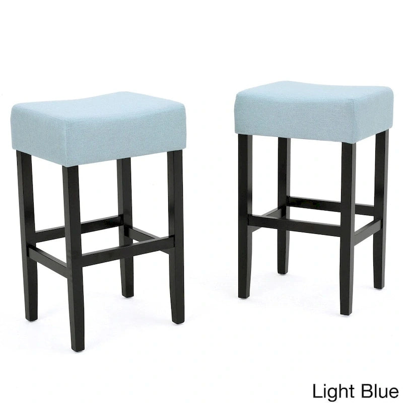 Tabouret de comptoir sans dossier beige/bleu clair/gris, lot de 2