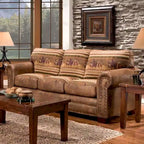 Groupe de sièges rustique marron de style western 4 pièces avec canapé-lit