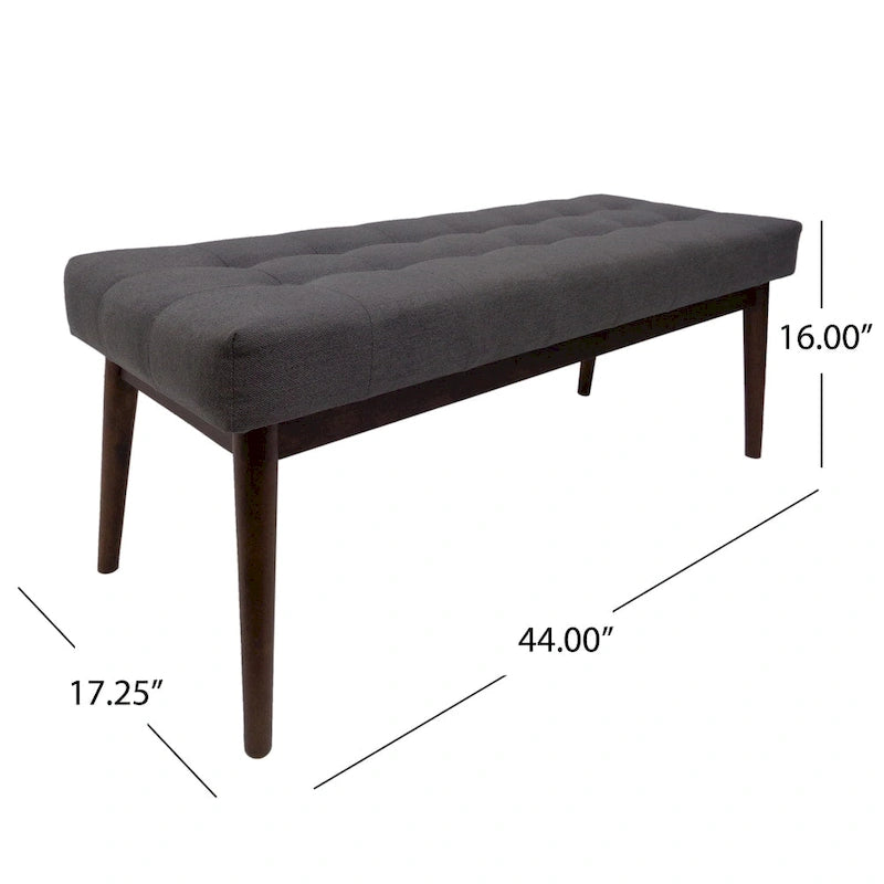Banc ottoman en tissu capitonné gris/corail/bleu, une place