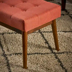 Banc ottoman en tissu capitonné gris/corail/bleu, une place