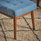Banc ottoman en tissu capitonné gris/corail/bleu, une place