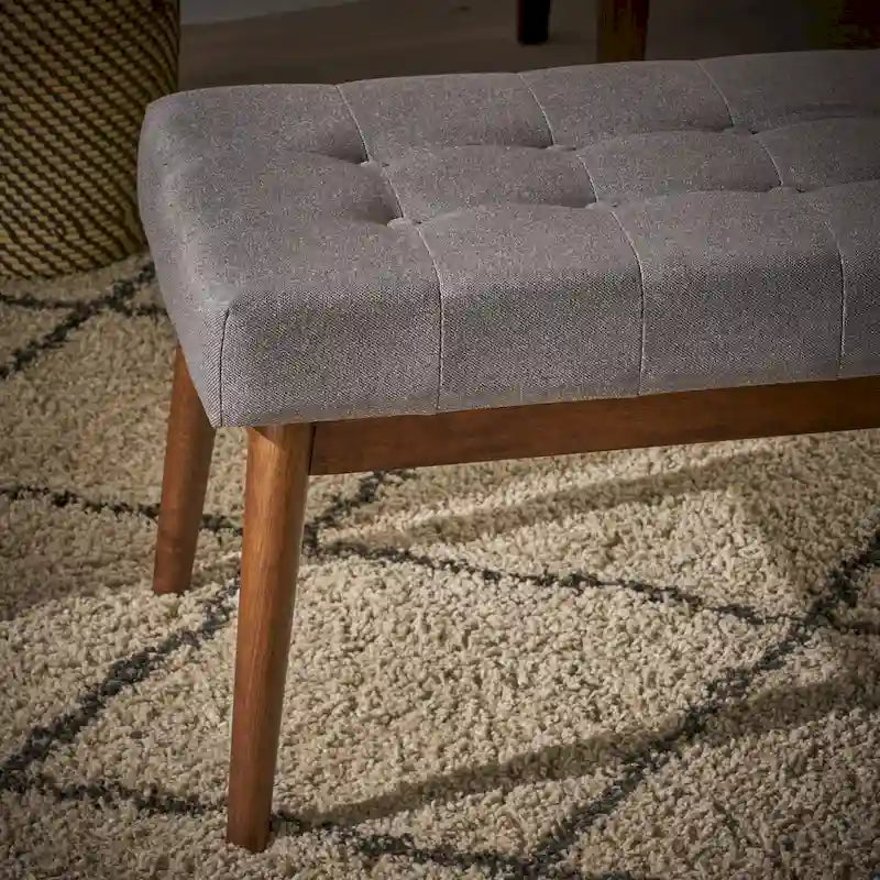 Banc ottoman en tissu capitonné gris/corail/bleu, une place
