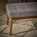 Banc ottoman en tissu capitonné gris/corail/bleu, une place