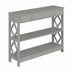 Console diamantée blanche / noire / grise avec tiroir et étagères, assemblage par 1 personne