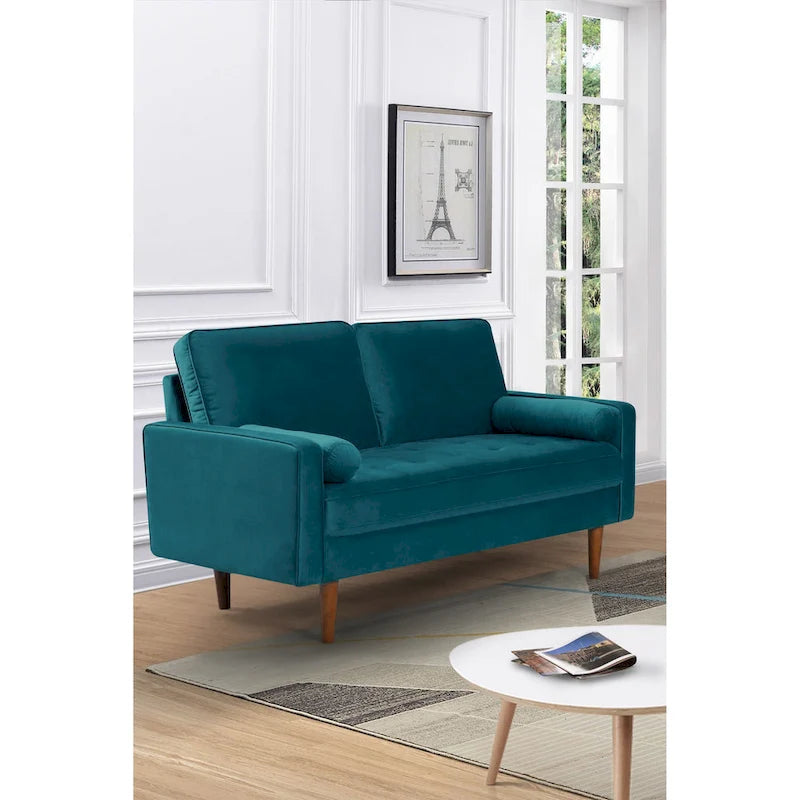 Causeuse en velours avec pieds fuselés, 2 places – 11 coloris