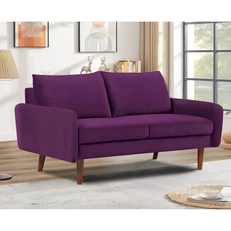Causeuse en velours avec pieds fuselés, 2 places – 11 coloris