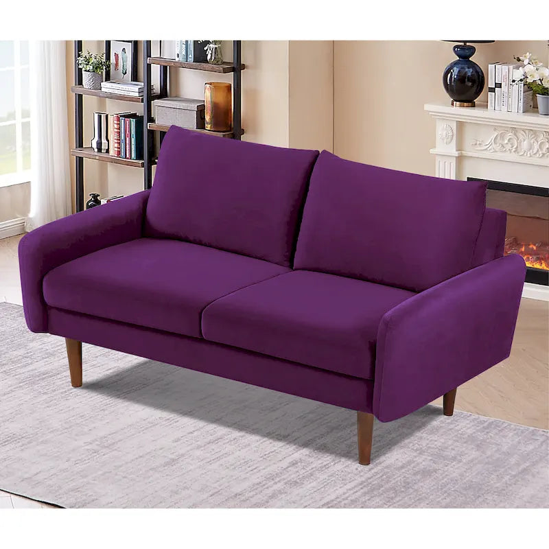 Causeuse en velours avec pieds fuselés, 2 places – 11 coloris