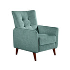 Fauteuil inclinable manuel, deux positions, pieds en bois, gris / bleu marine / ivoire / moutarde / bleu, 1 place