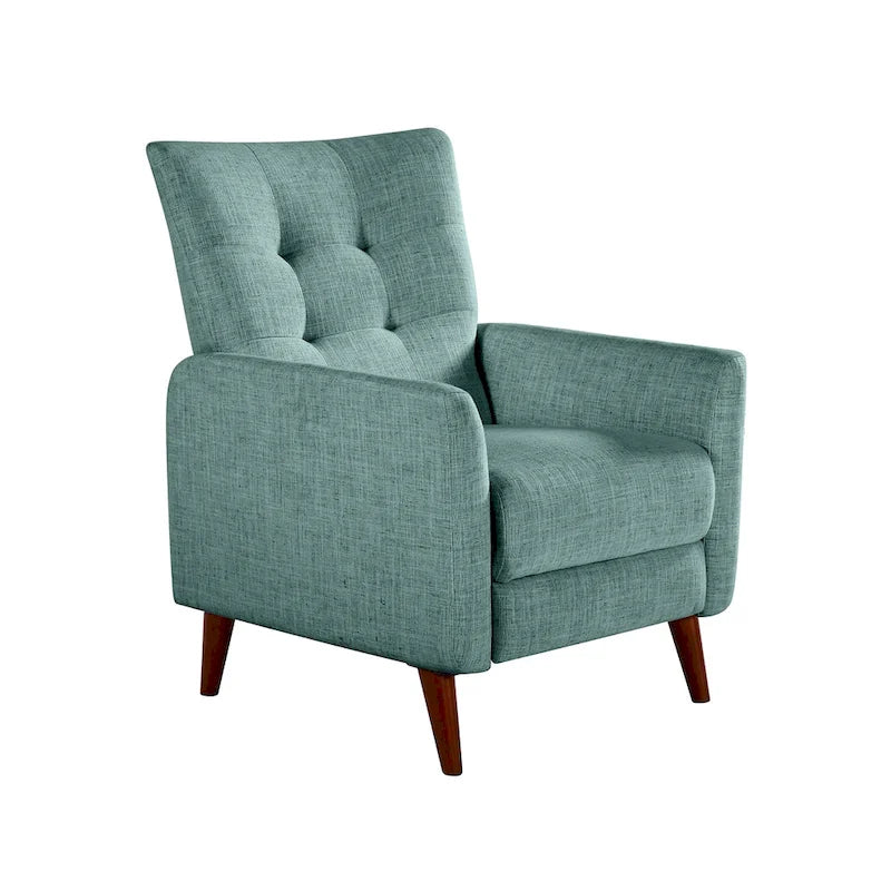Fauteuil inclinable manuel, deux positions, pieds en bois, gris / bleu marine / ivoire / moutarde / bleu, 1 place