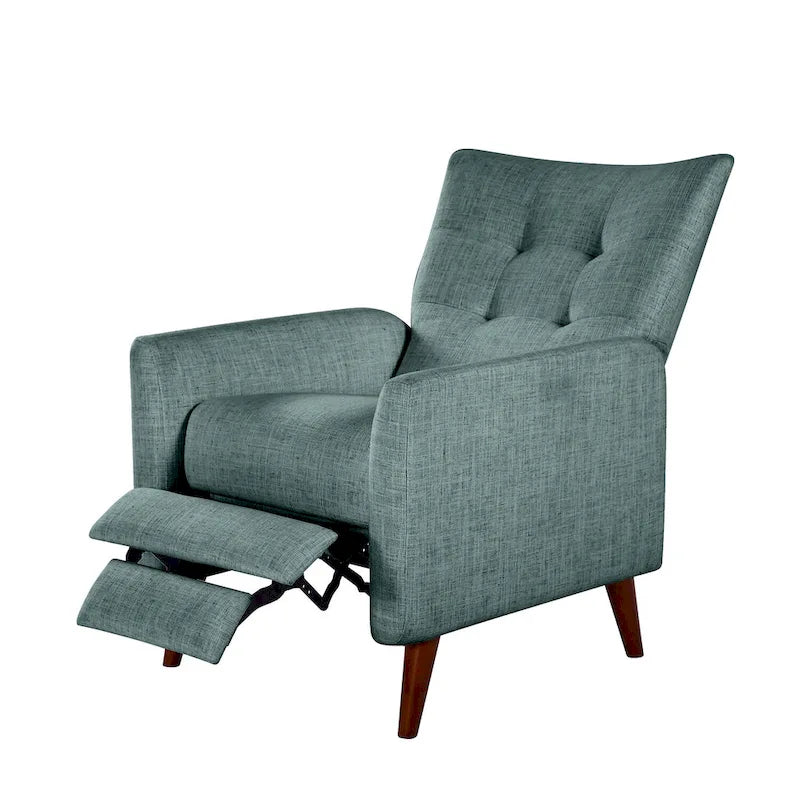 Fauteuil inclinable manuel, deux positions, pieds en bois, gris / bleu marine / ivoire / moutarde / bleu, 1 place