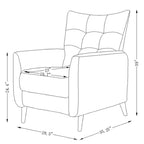 Fauteuil inclinable manuel, deux positions, pieds en bois, gris / bleu marine / ivoire / moutarde / bleu, 1 place