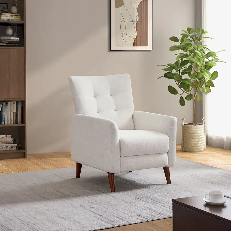 Fauteuil inclinable manuel, deux positions, pieds en bois, gris / bleu marine / ivoire / moutarde / bleu, 1 place