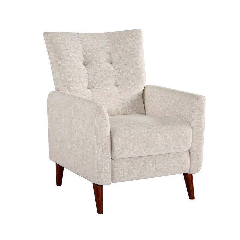 Fauteuil inclinable manuel, deux positions, pieds en bois, gris / bleu marine / ivoire / moutarde / bleu, 1 place