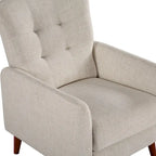 Fauteuil inclinable manuel, deux positions, pieds en bois, gris / bleu marine / ivoire / moutarde / bleu, 1 place
