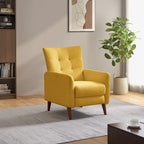 Fauteuil inclinable manuel, deux positions, pieds en bois, gris / bleu marine / ivoire / moutarde / bleu, 1 place