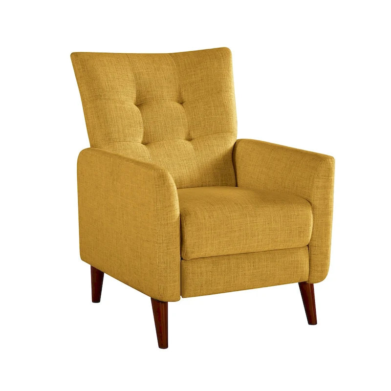 Fauteuil inclinable manuel, deux positions, pieds en bois, gris / bleu marine / ivoire / moutarde / bleu, 1 place