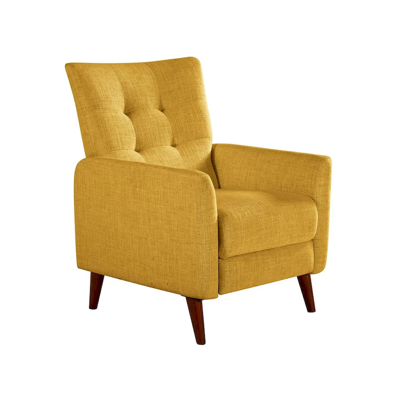 Fauteuil inclinable manuel, deux positions, pieds en bois, gris / bleu marine / ivoire / moutarde / bleu, 1 place