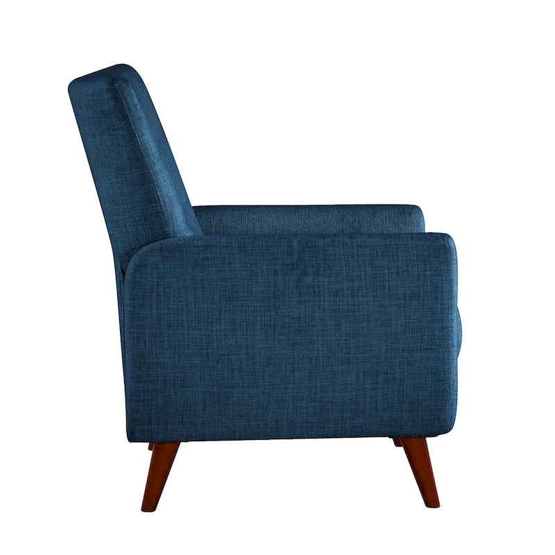 Fauteuil inclinable manuel, deux positions, pieds en bois, gris / bleu marine / ivoire / moutarde / bleu, 1 place