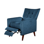 Fauteuil inclinable manuel, deux positions, pieds en bois, gris / bleu marine / ivoire / moutarde / bleu, 1 place