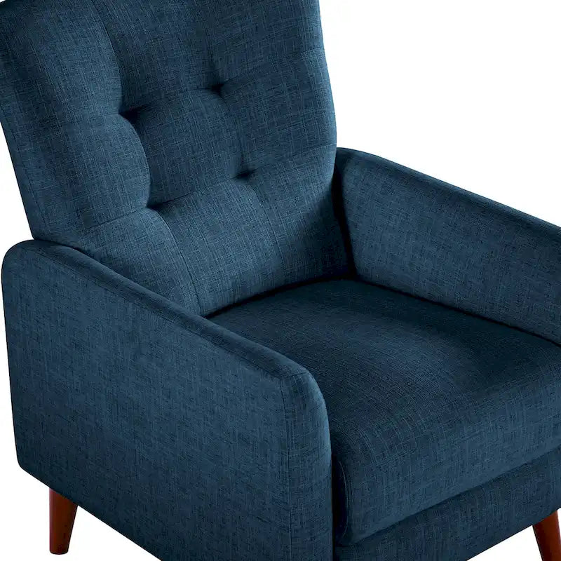 Fauteuil inclinable manuel, deux positions, pieds en bois, gris / bleu marine / ivoire / moutarde / bleu, 1 place