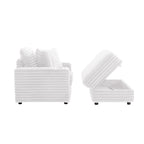 Chaise longue en flanelle beige / gris foncé / chocolat avec pouf de rangement – Individuel